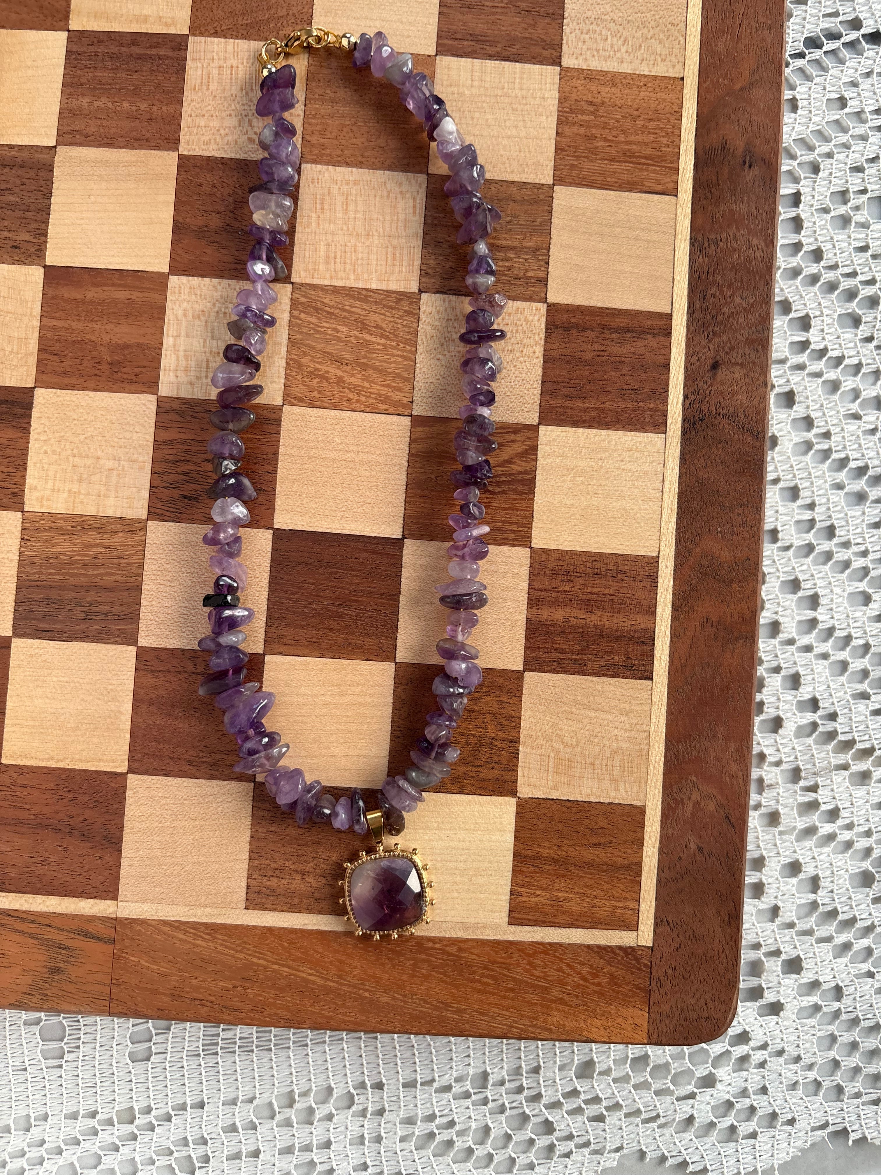 Amethyst beaded necklace