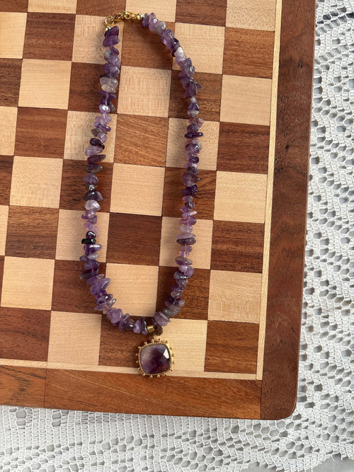 Amethyst beaded necklace