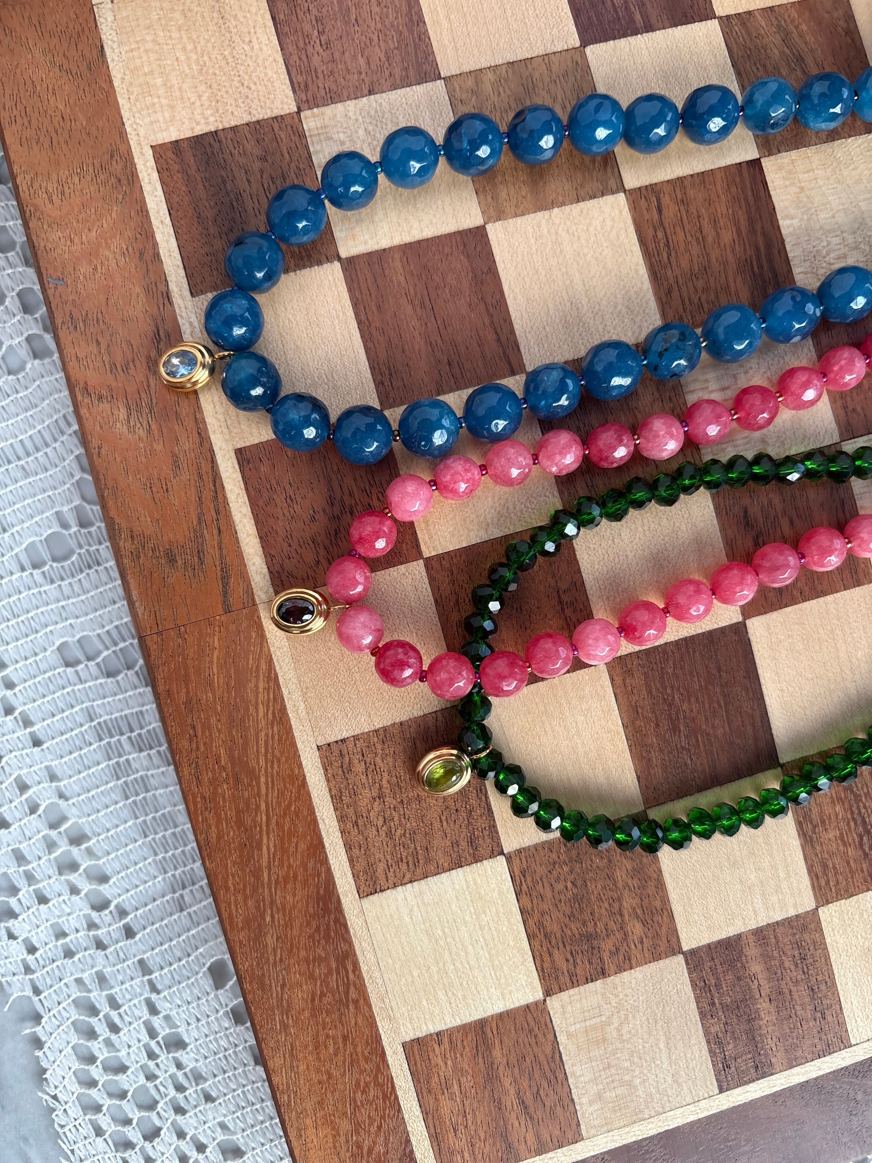 Grape green beaded necklace