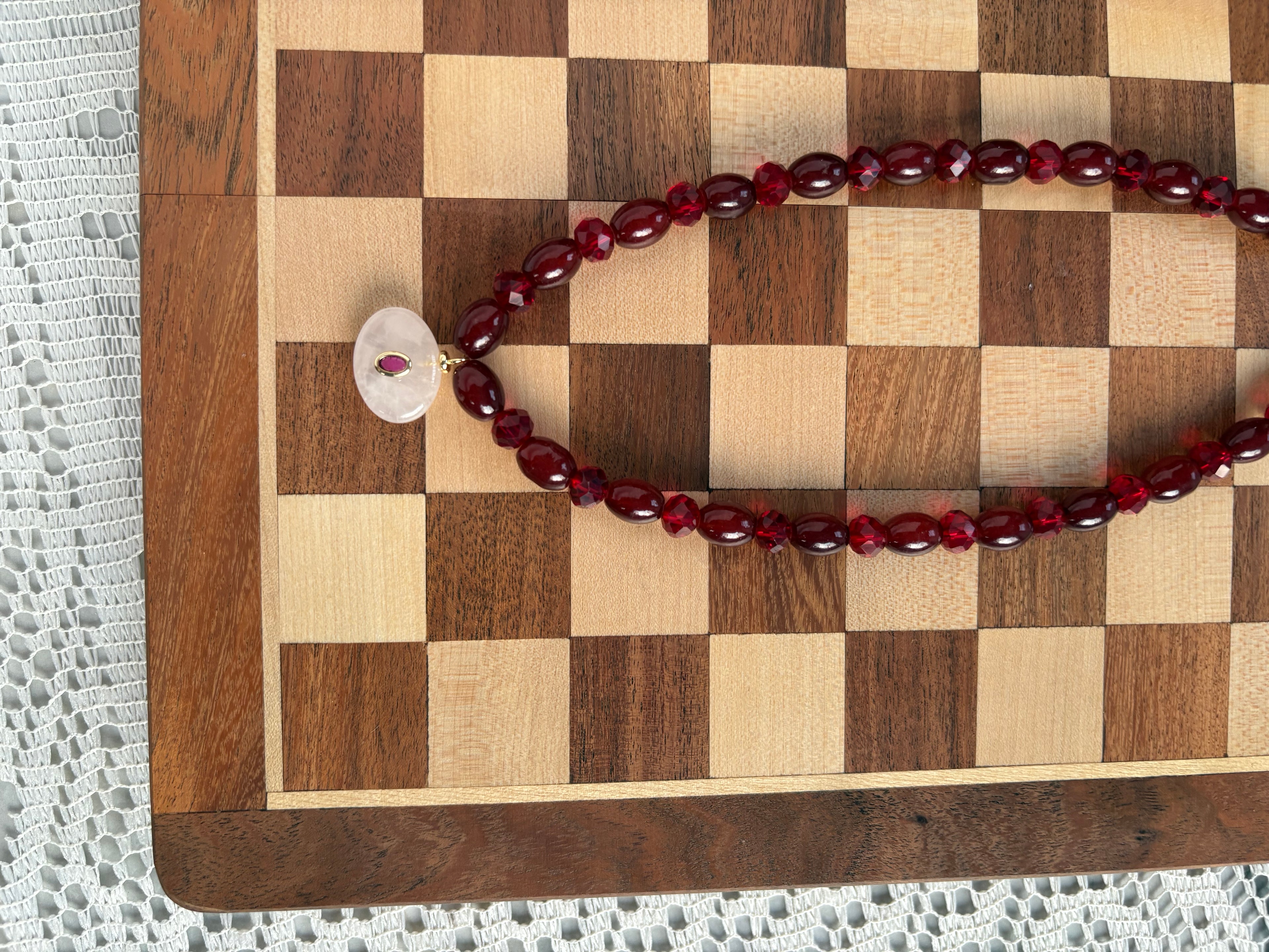 Rose quartz tumble necklace