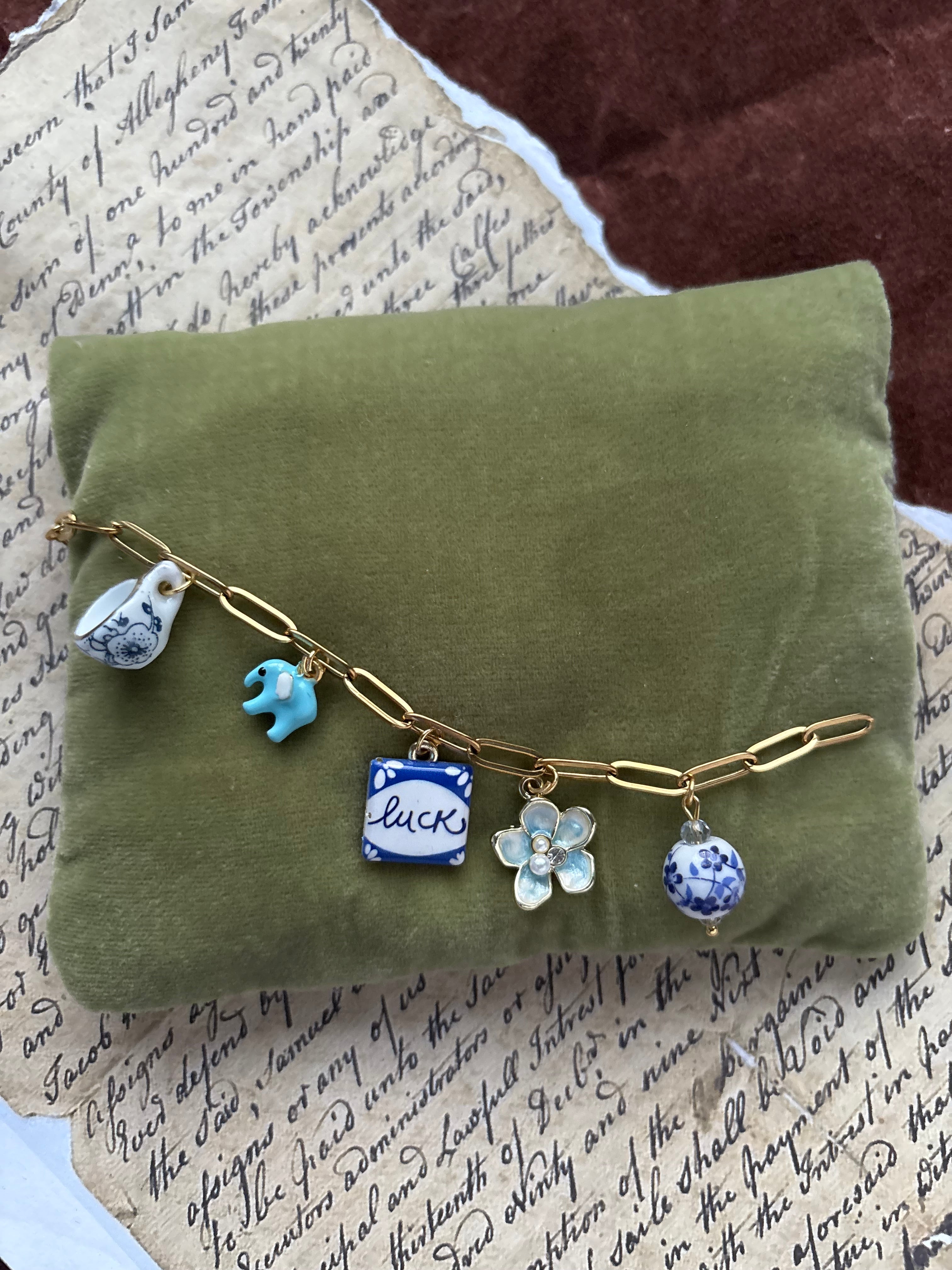Ceramic charm bracelet