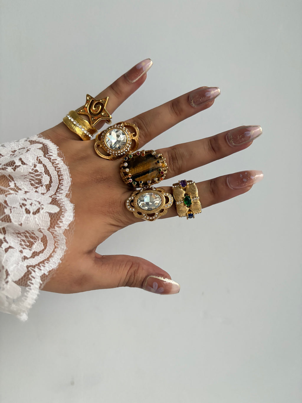 Antique stone cluster ring ( oval)