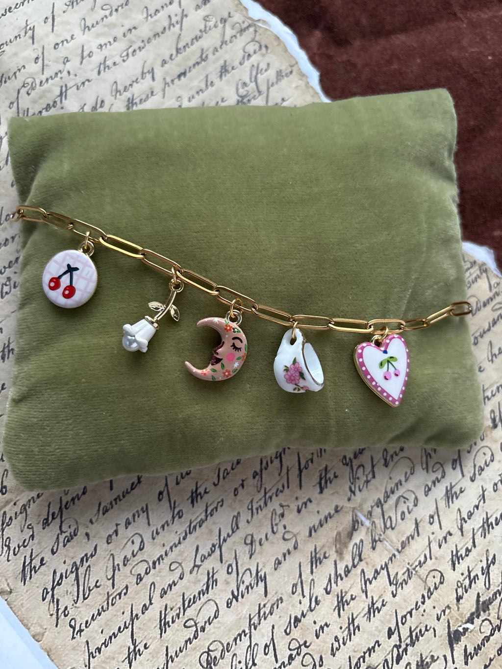 Ceramic charm bracelet