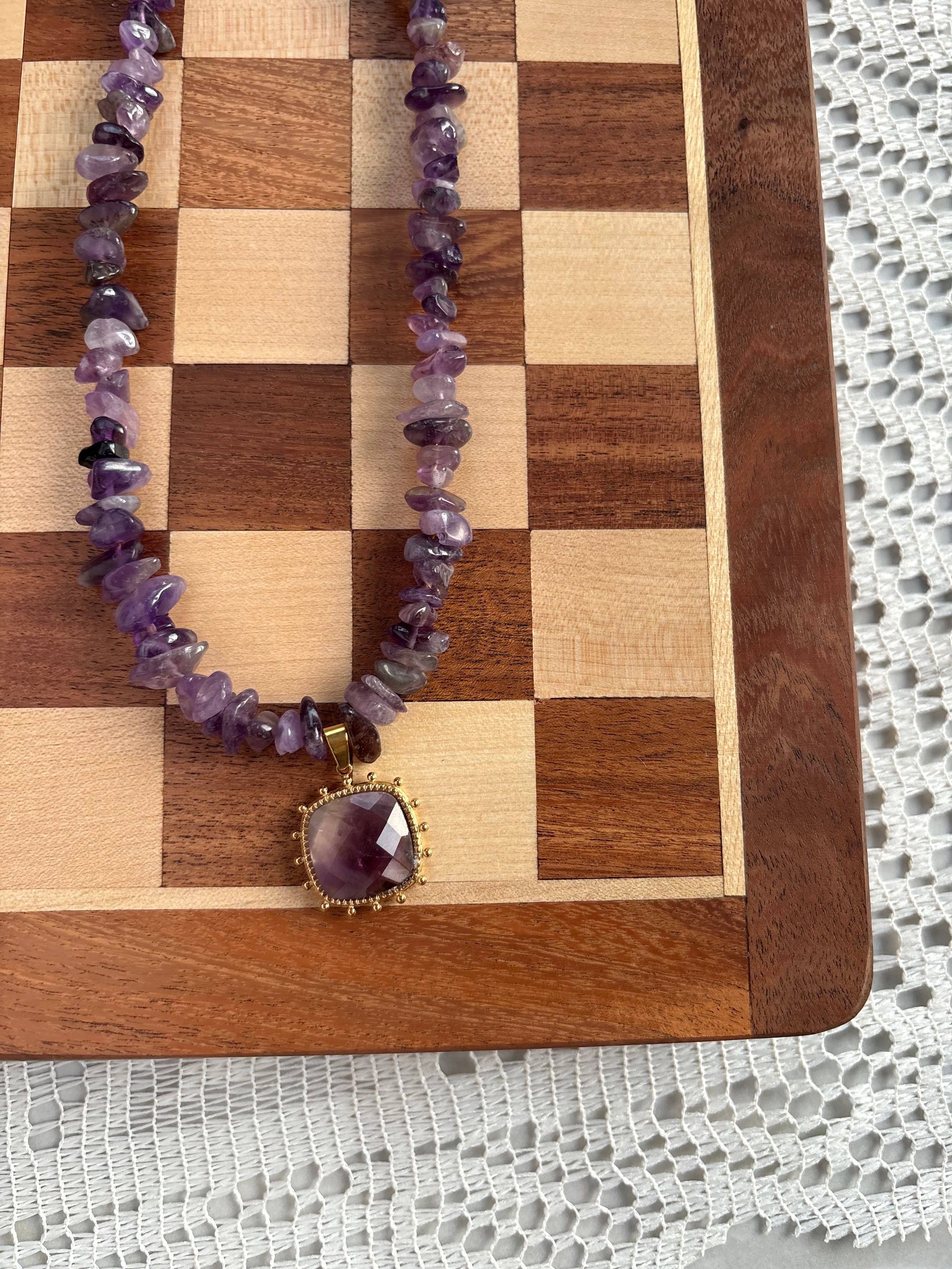 Amethyst beaded necklace