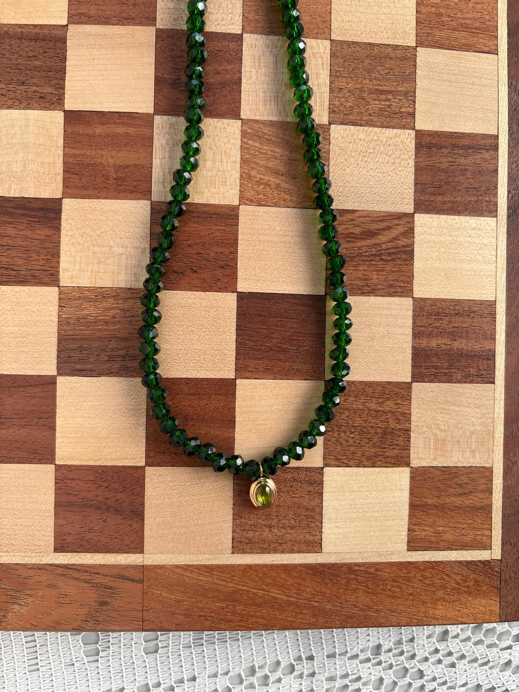 Grape green beaded necklace