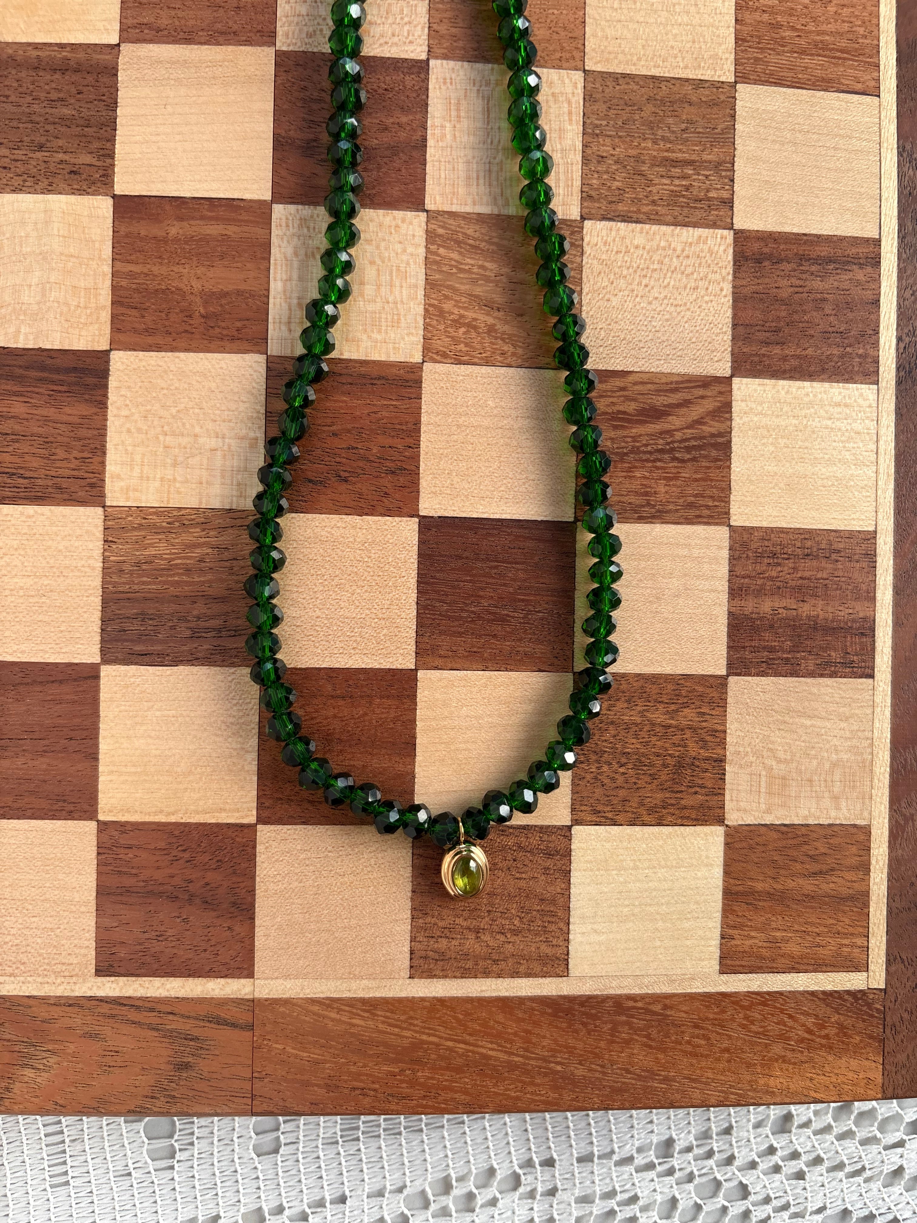 Grape green beaded necklace