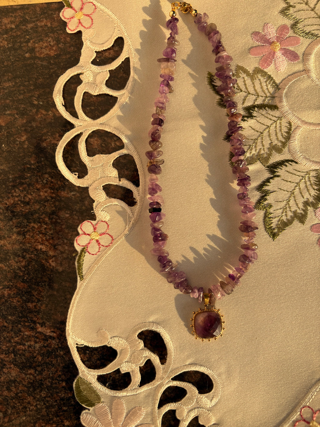 Amethyst beaded necklace