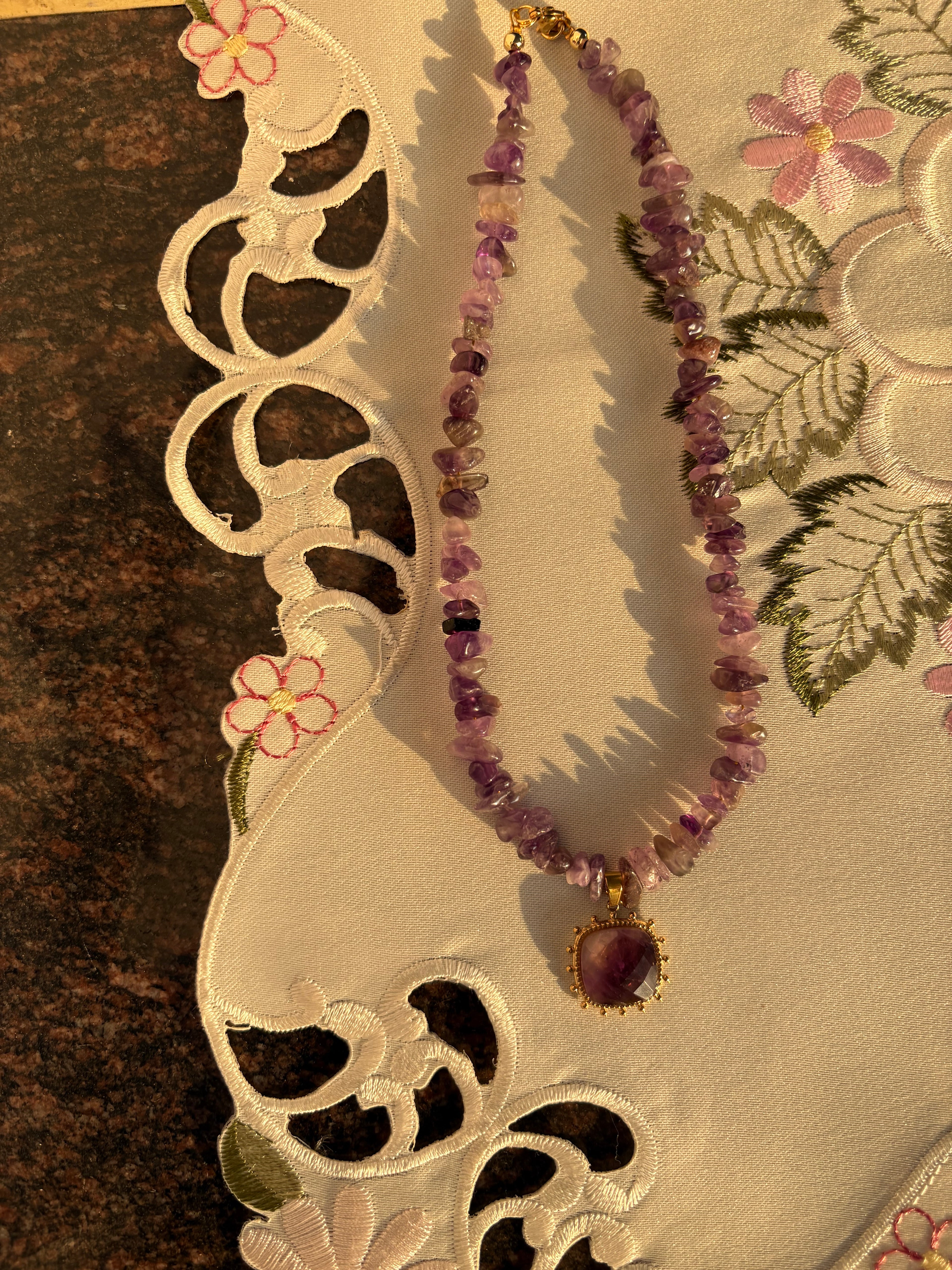 Amethyst beaded necklace