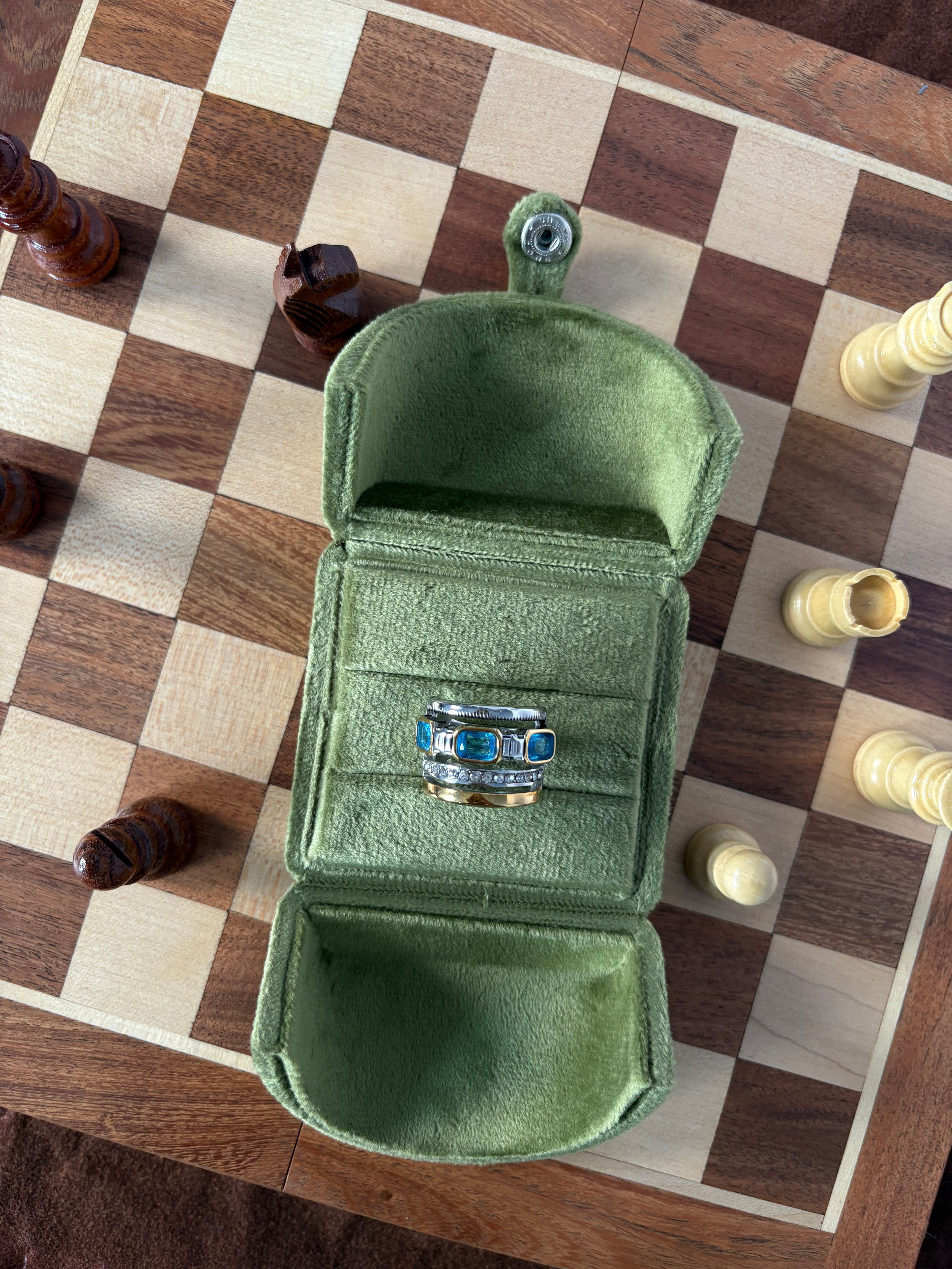 Studded gemstone silver ring
