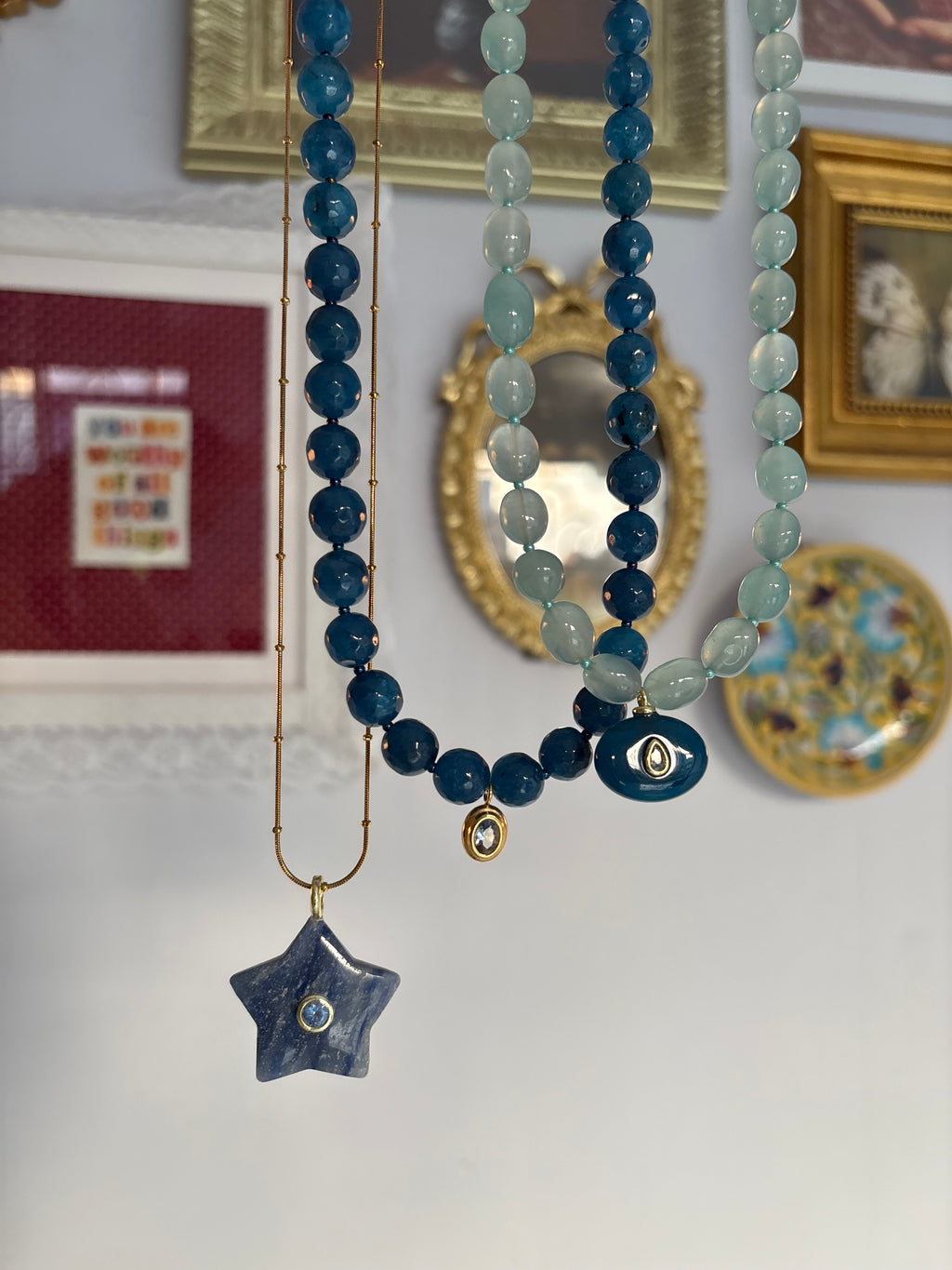 Blue Jade beaded necklace