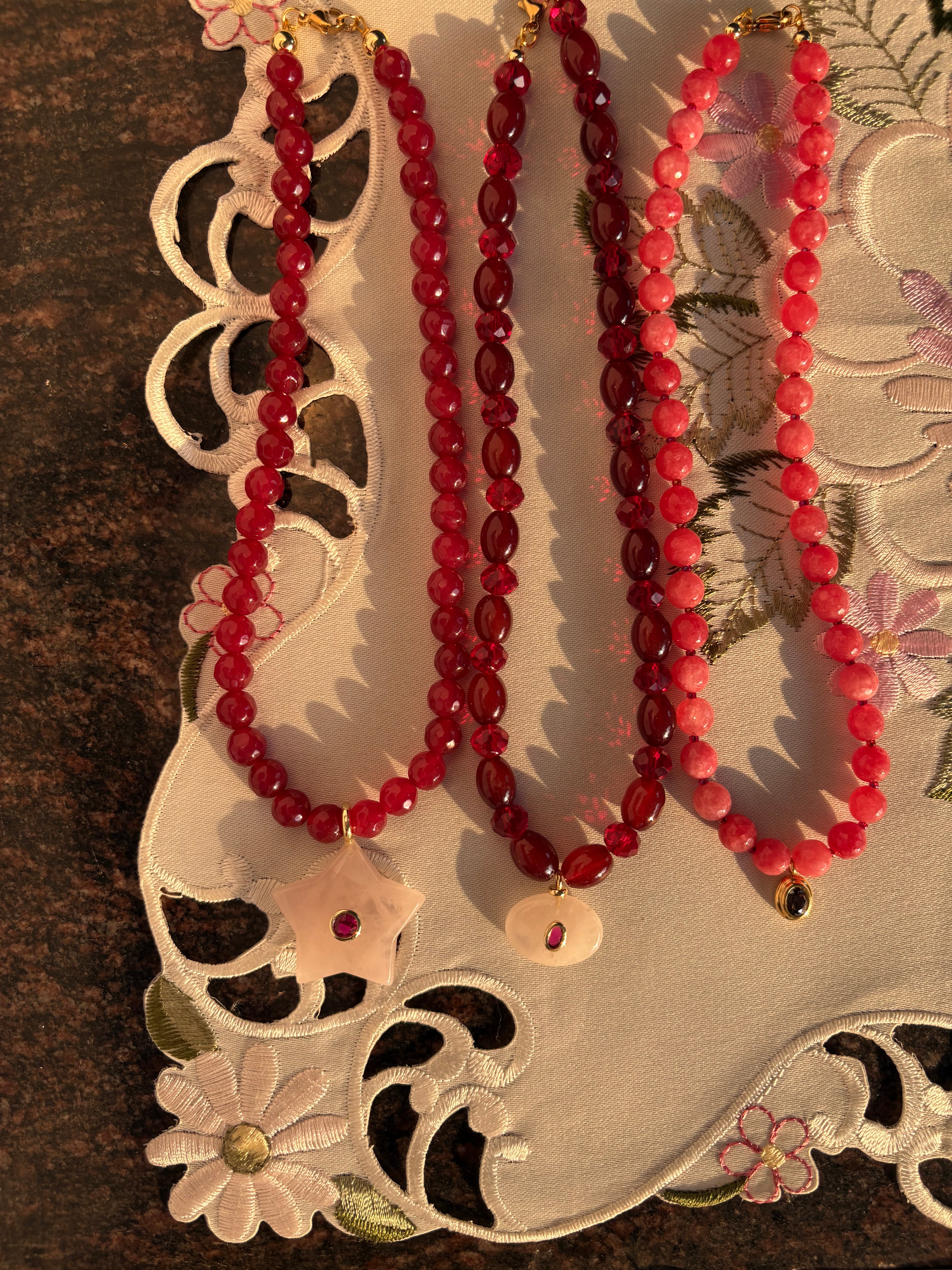 Rouge pink beaded necklace