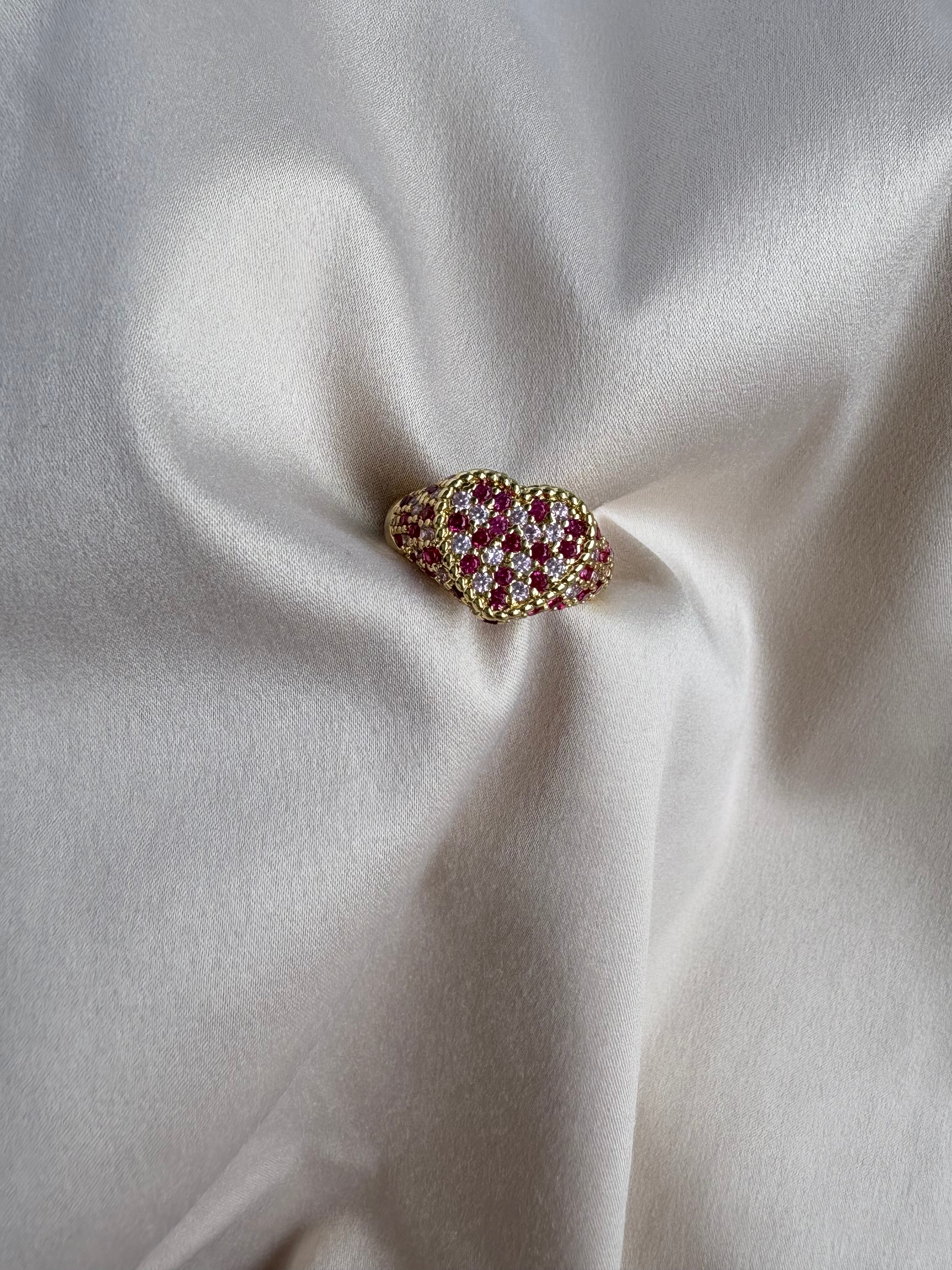Zircon cluster heart ring