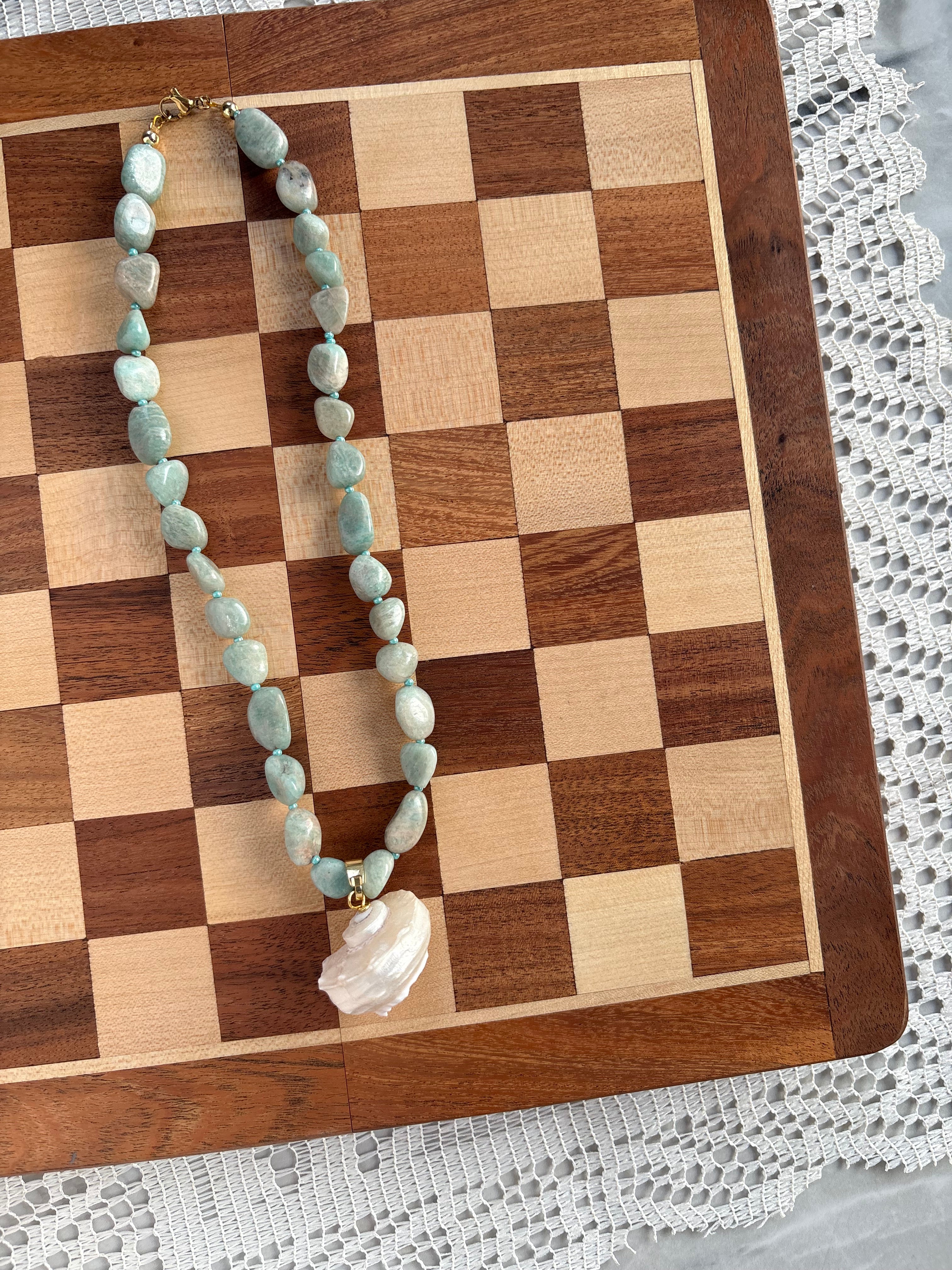 Conch shell beaded necklace