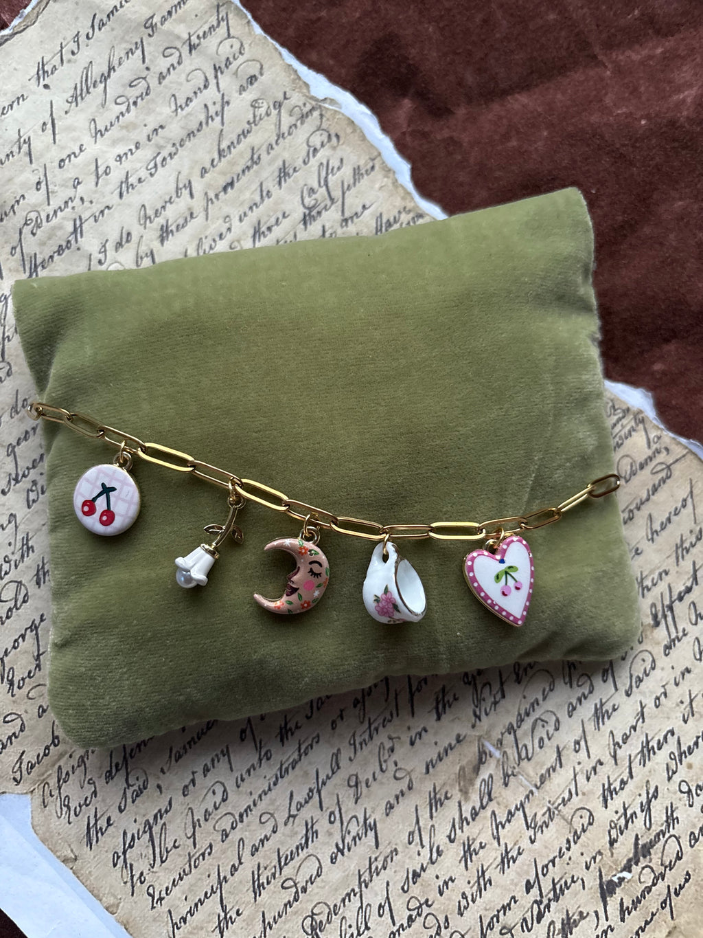 Ceramic charm bracelet