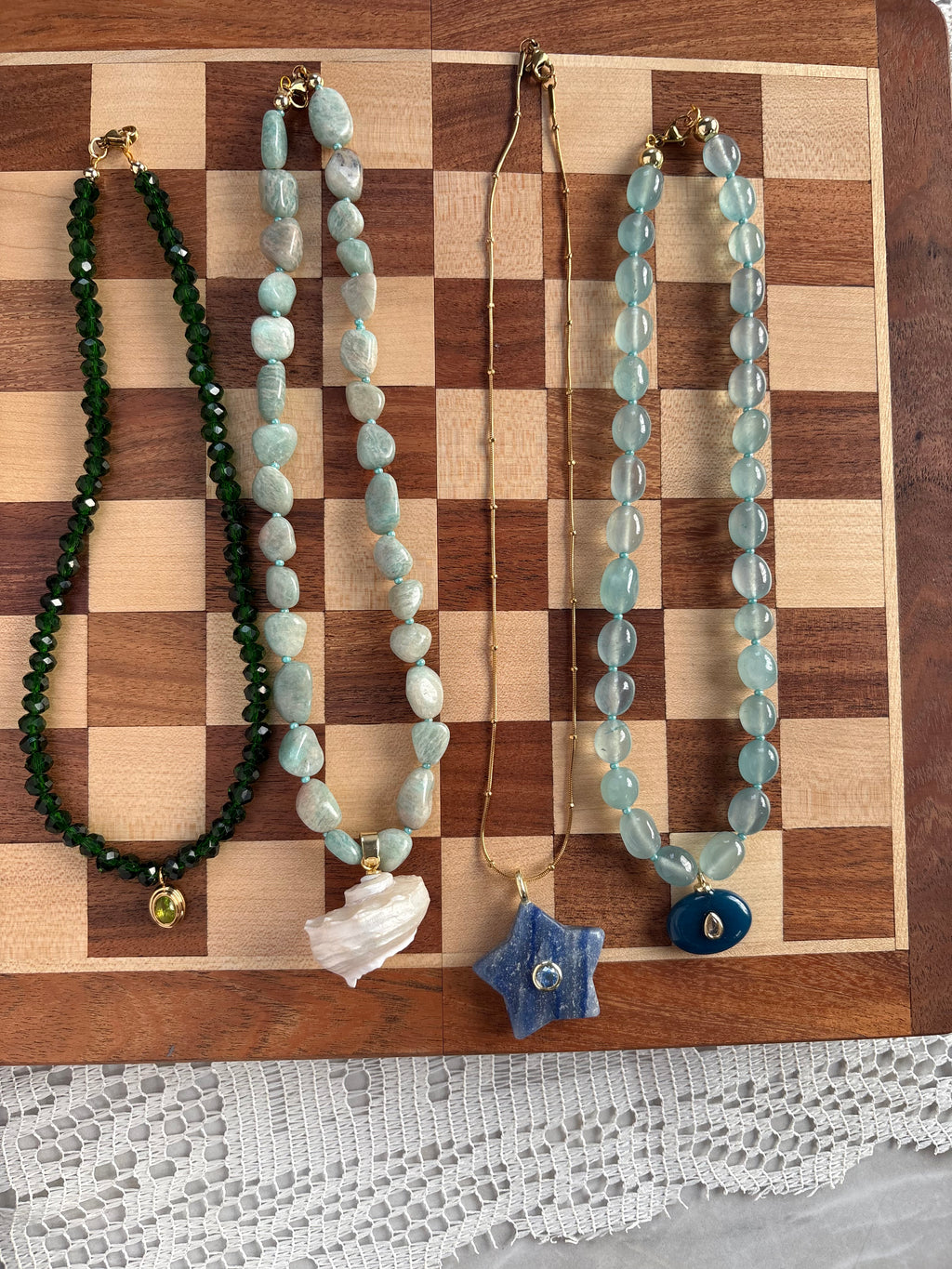 Conch shell beaded necklace