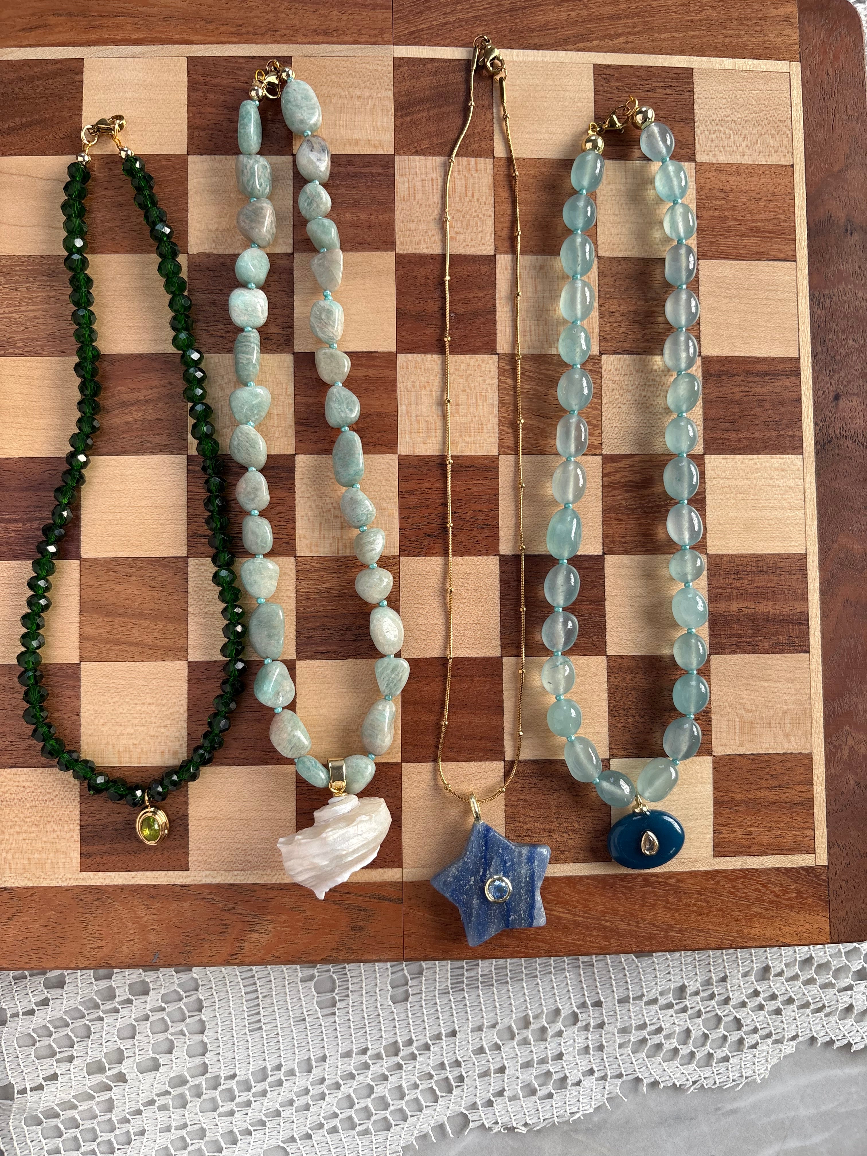 Conch shell beaded necklace
