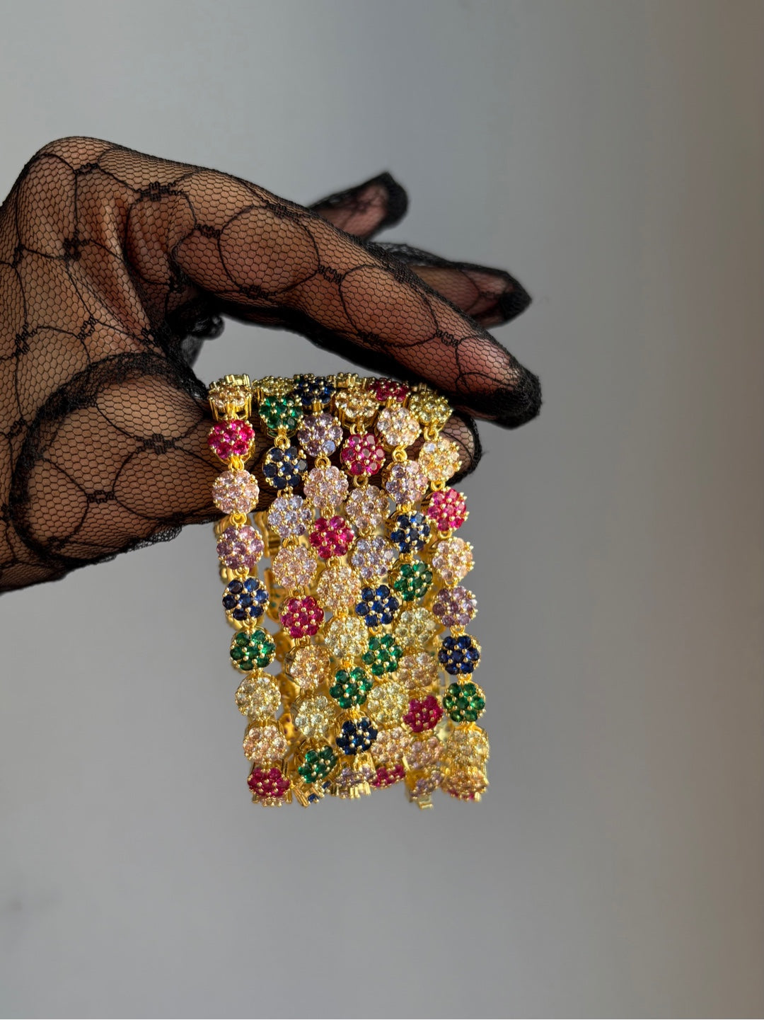 Multicolor Zircon flower bracelet