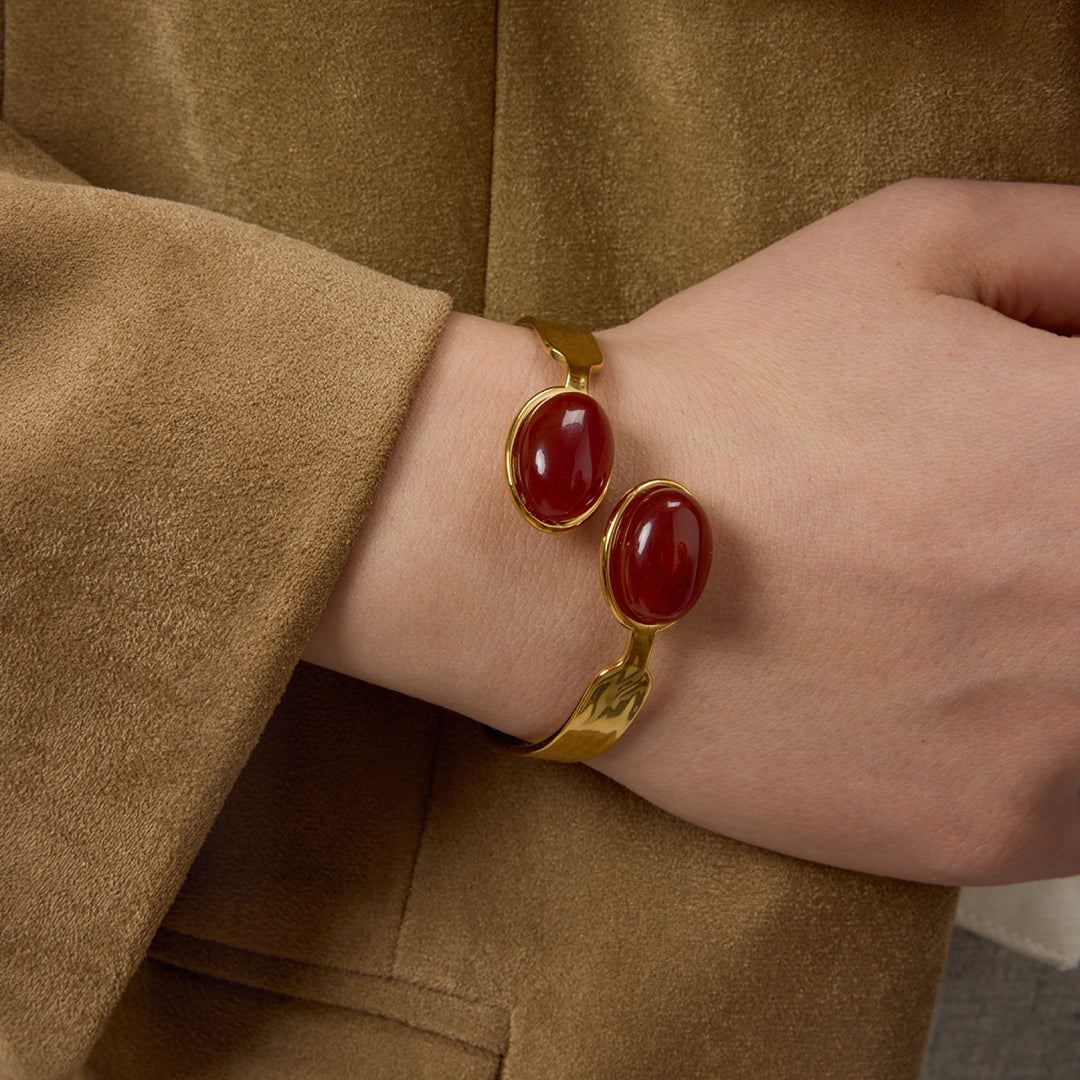Natural agate bracelet cuff