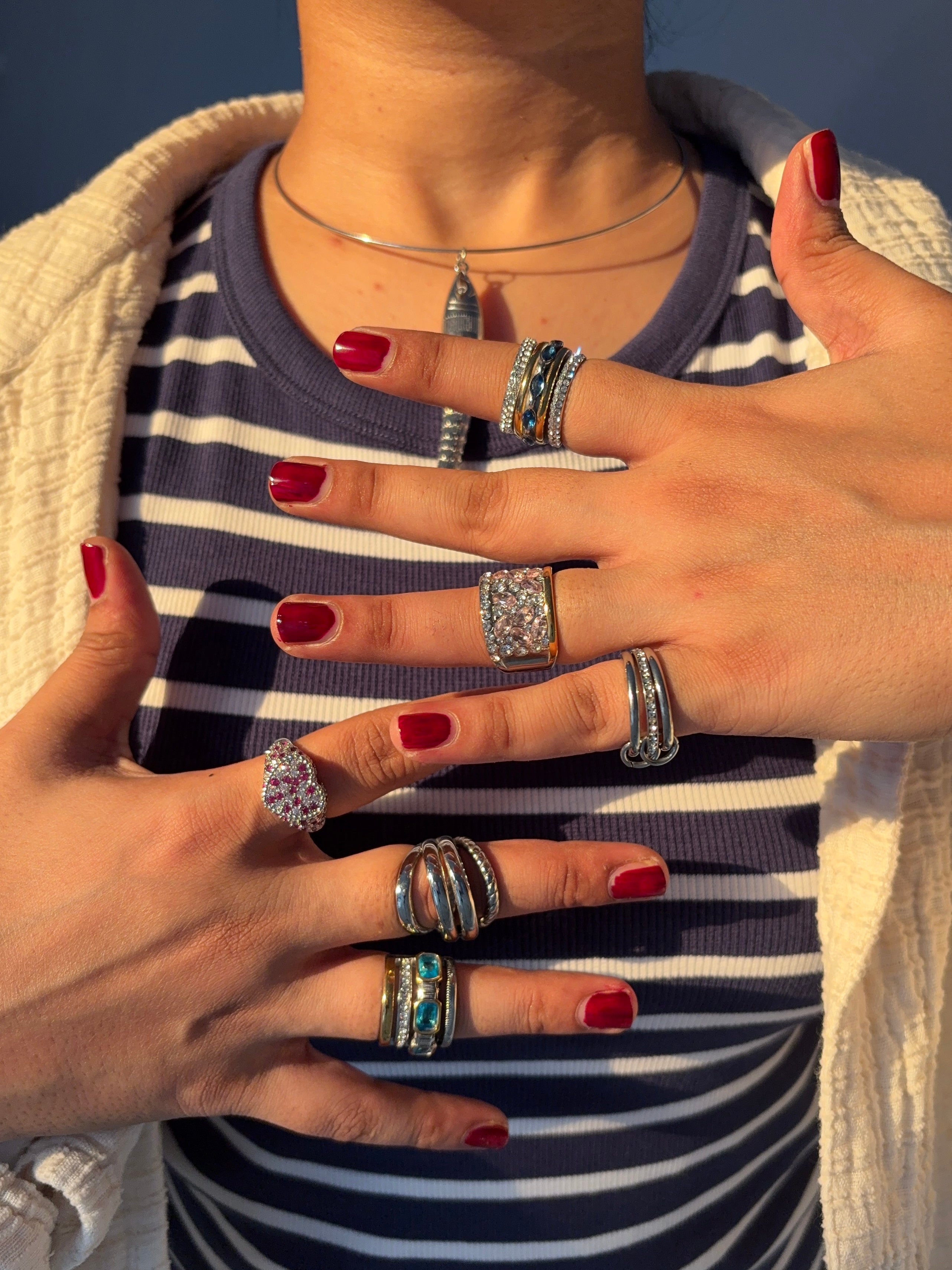 Zircon studded silver band