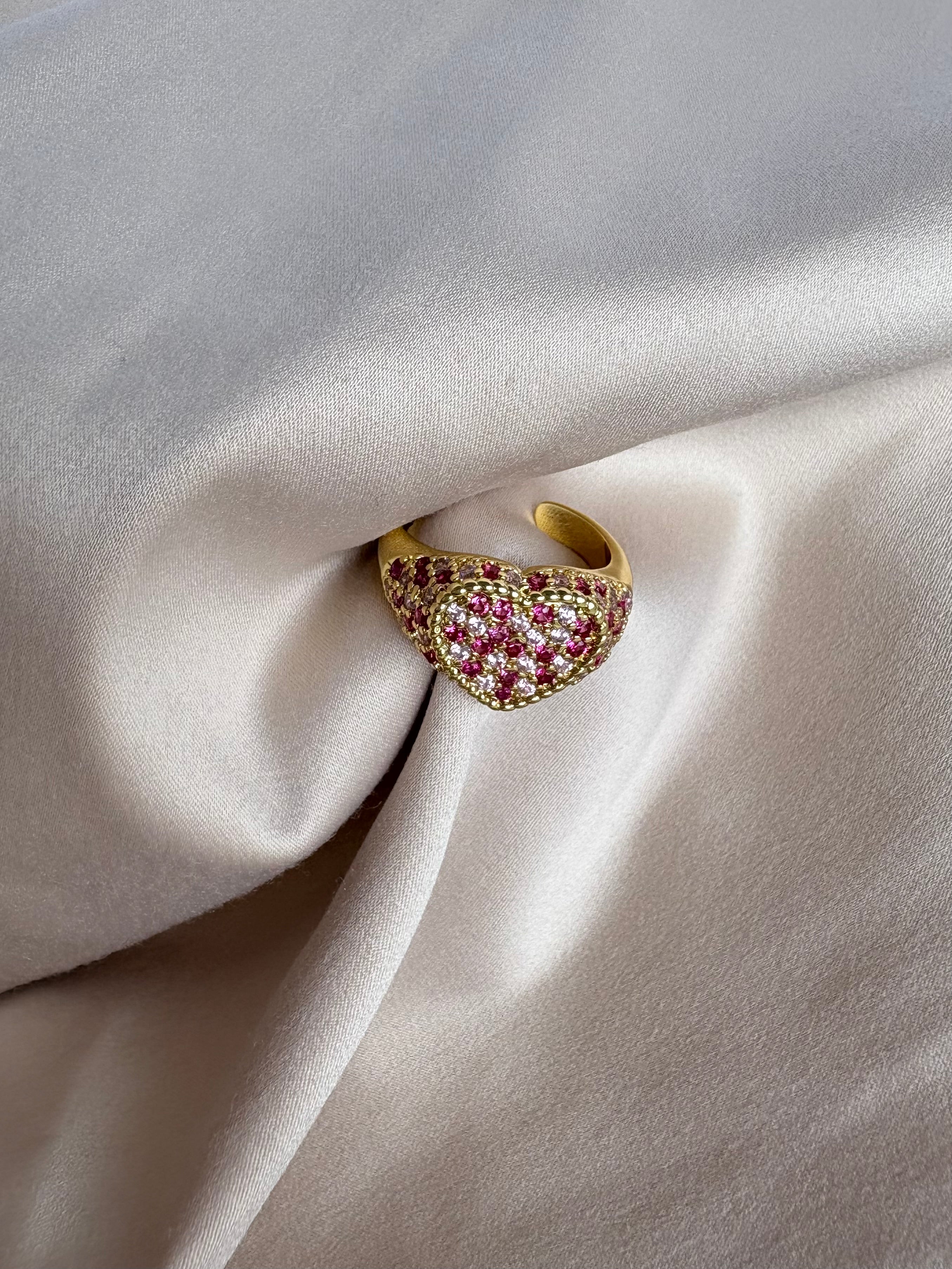Zircon cluster heart ring