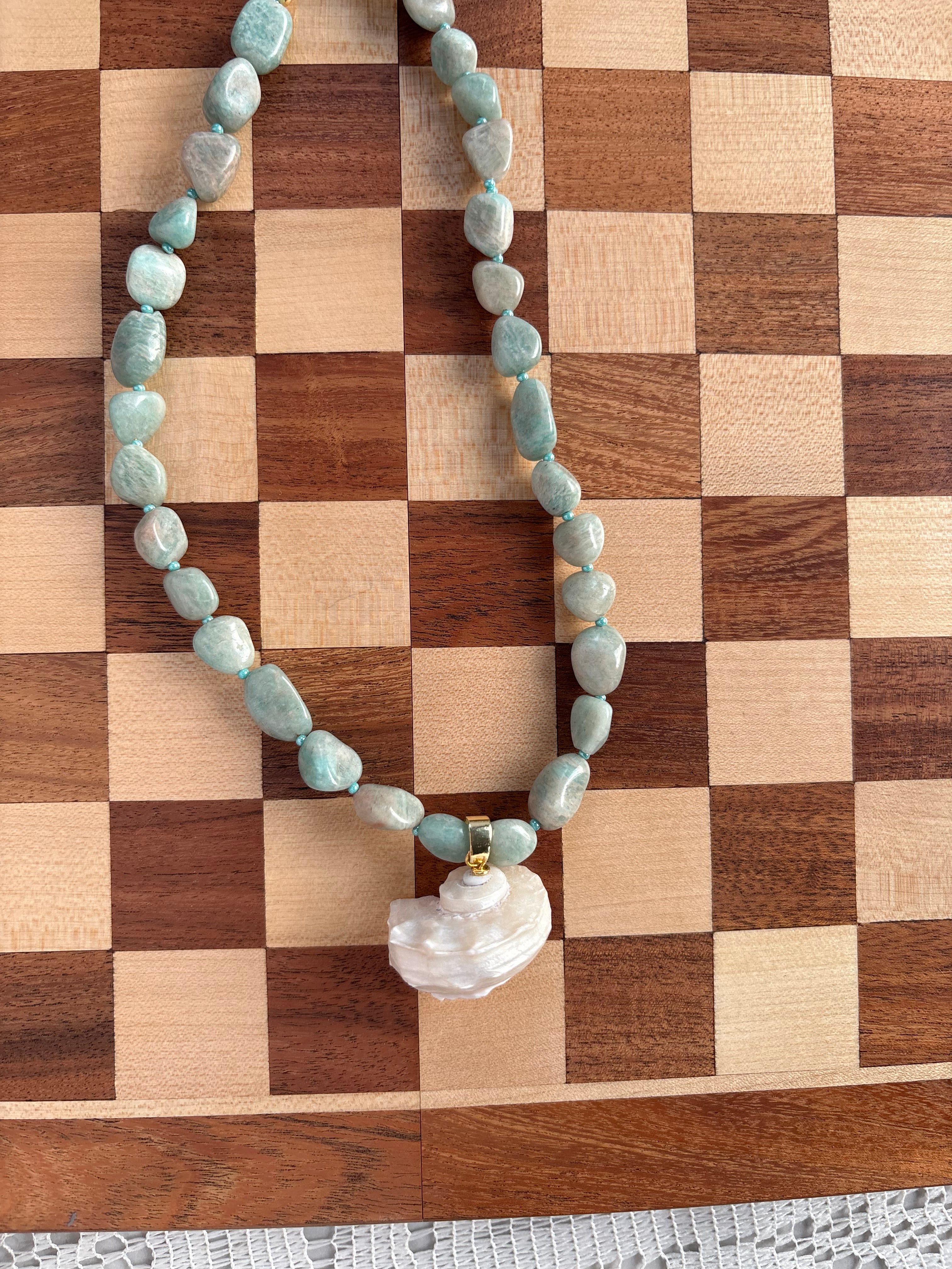 Conch shell beaded necklace