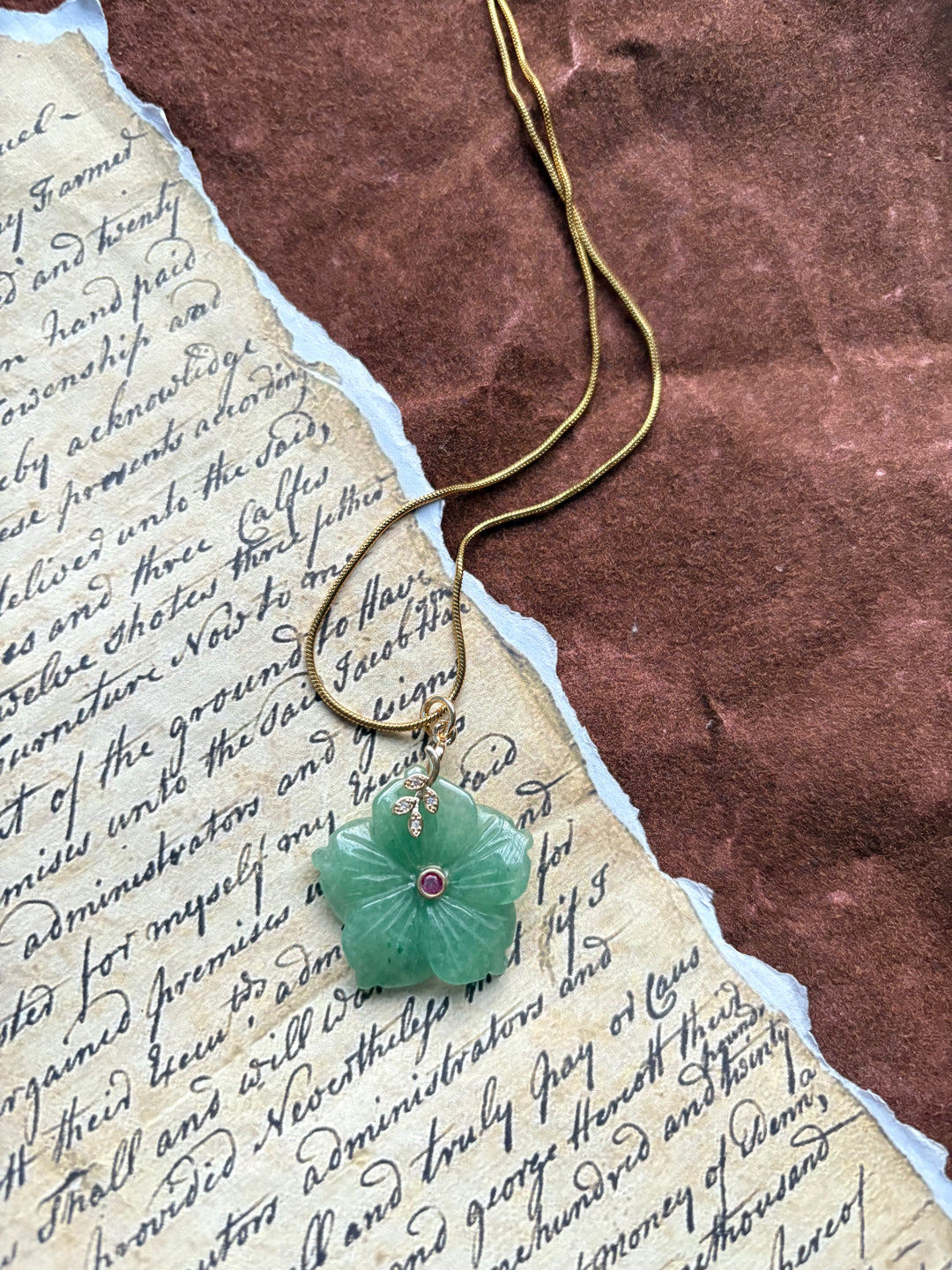 Green Aventurine flower necklace