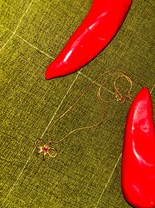 Antique Bow charm necklace