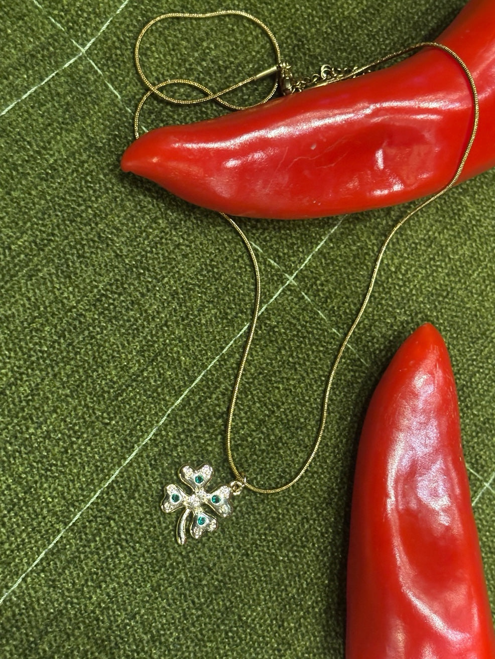 Studded clover necklace