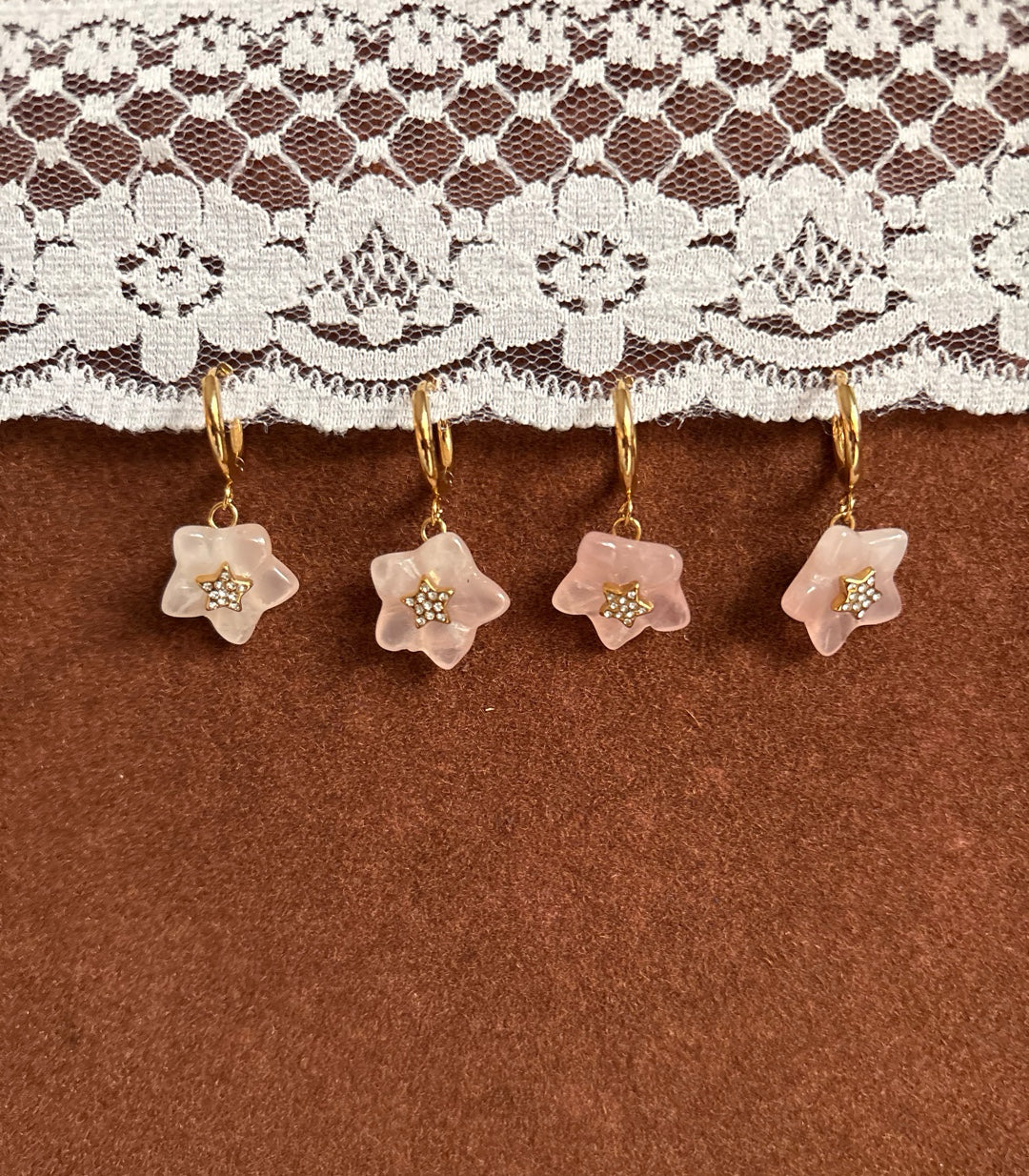 Rose quarts earring