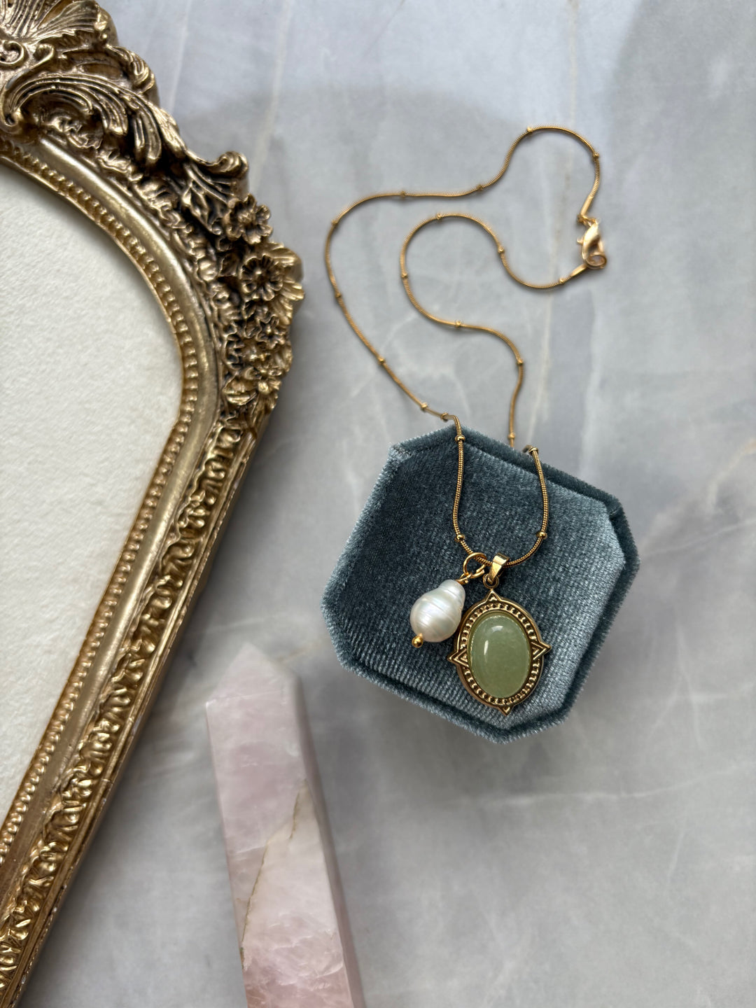 Green Agate Necklace ( layer able)