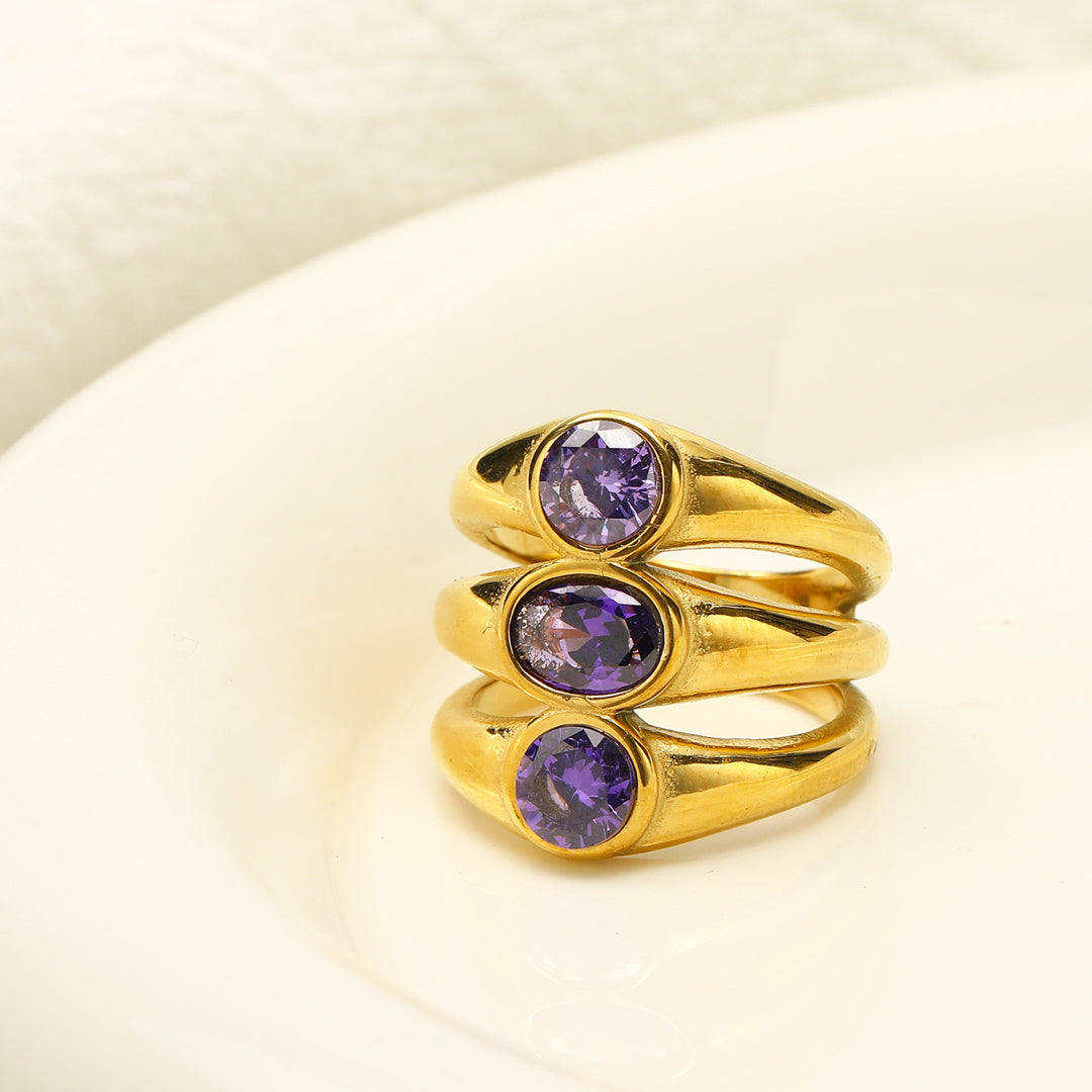 Three tier amethyst ring ( non-adjustable)