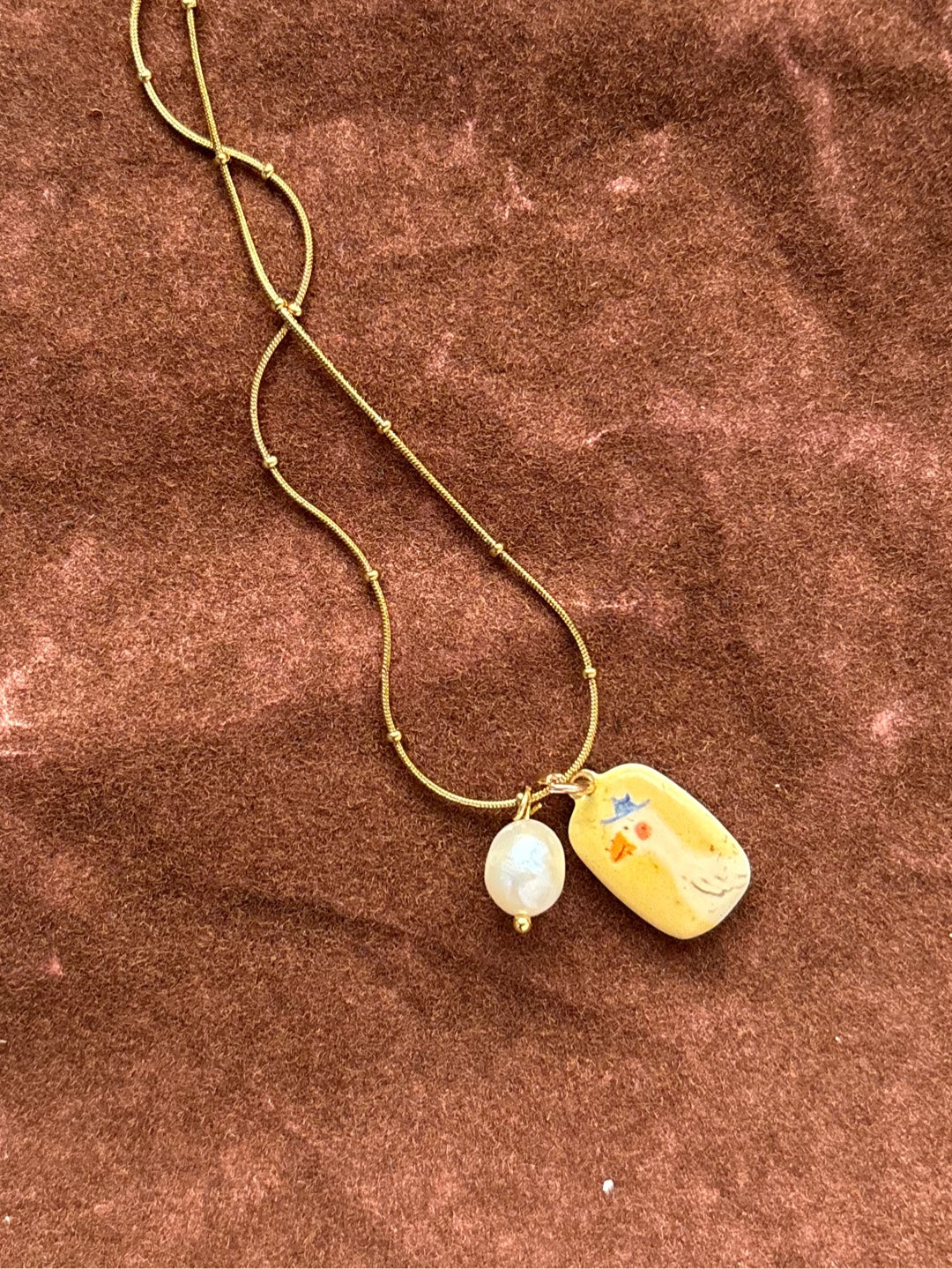 Ceramic duck necklace