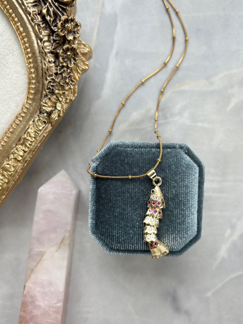 Studded Koi fish necklace